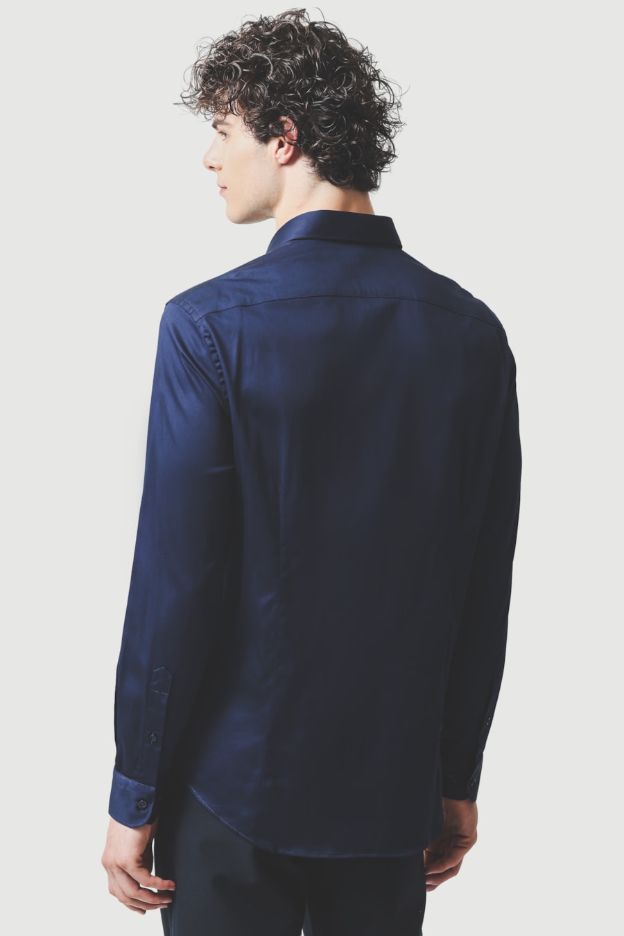 Camisa Manga Longa Slim Cetim St Hudson 2 Marinho — foto 4 de 6