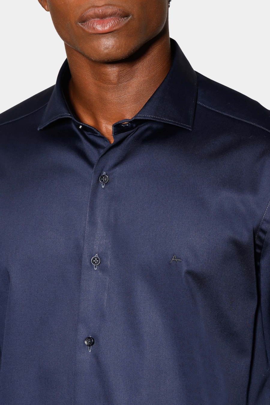 Camisa Manga Longa Slim Cetim St Hudson 2 Marinho — foto 3 de 6