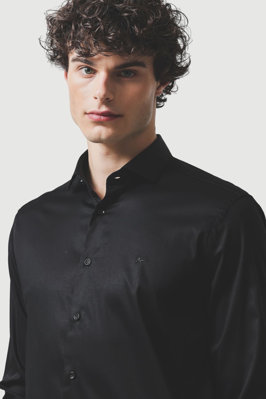 Camisa Manga Longa Slim Cetim St Hudson 2 Preto — foto 3 de 6