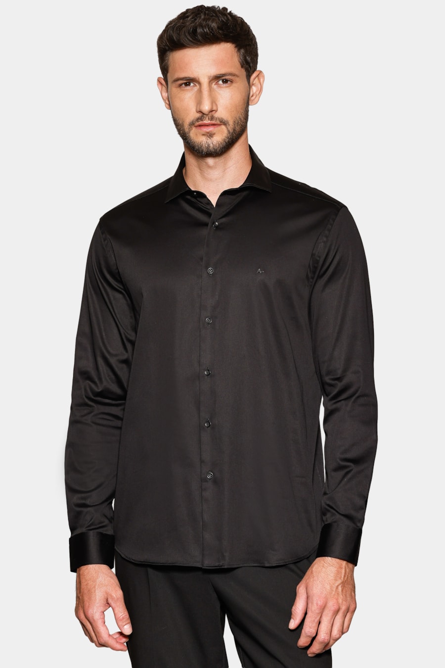 Camisa Manga Longa Slim Cetim St Hudson 2 Preto — foto 1 de 6