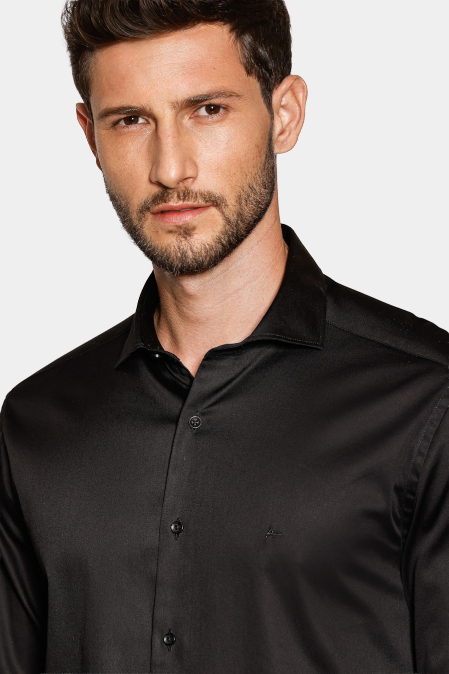 Camisa Manga Longa Slim Cetim St Hudson 2 Preto — foto 3 de 6