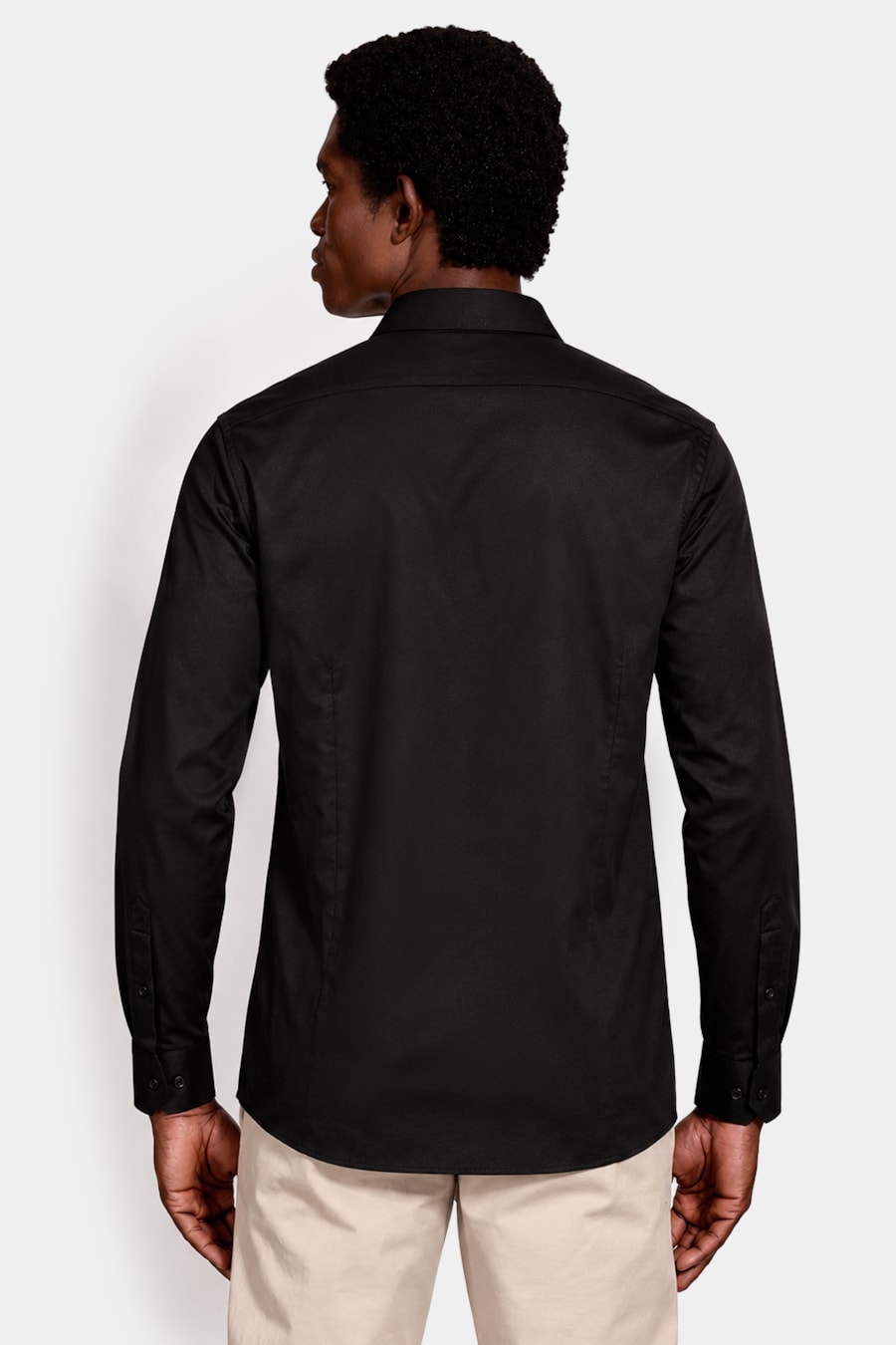 Camisa Manga Longa Slim Cetim Stretch Preto — foto 4 de 6