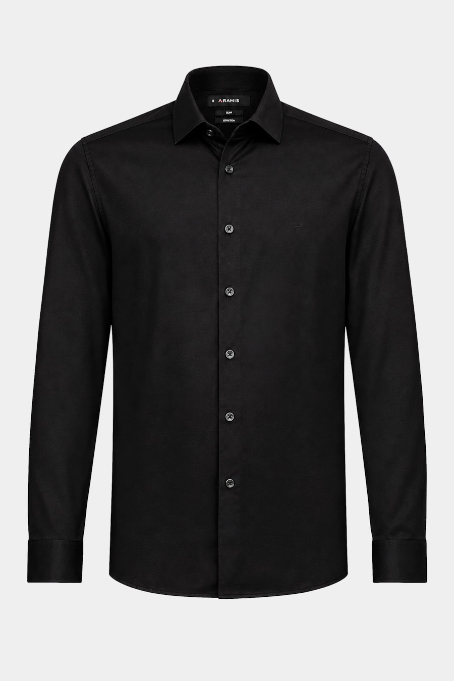 Camisa Manga Longa Slim Cetim Stretch Preto — foto 5 de 6