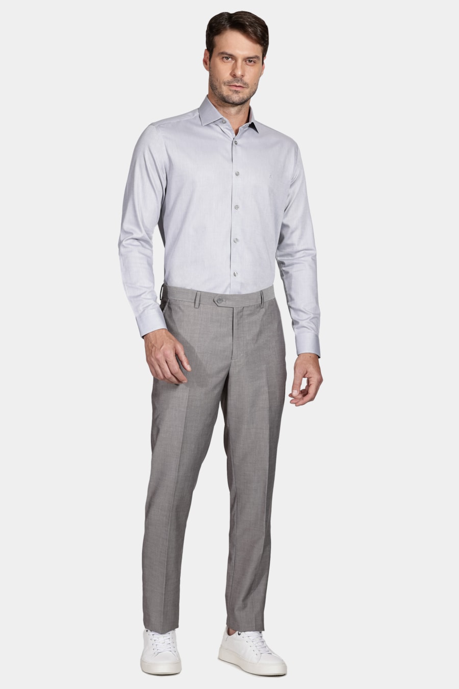 Camisa Manga Longa Slim Cinza — foto 2 de 5