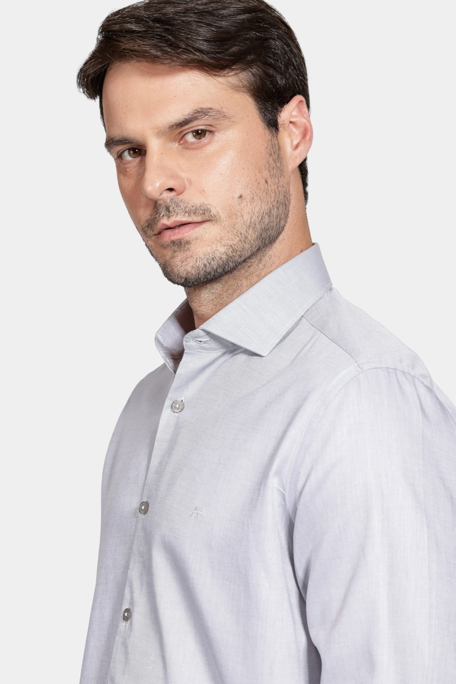 Camisa Manga Longa Slim Cinza — foto 3 de 5