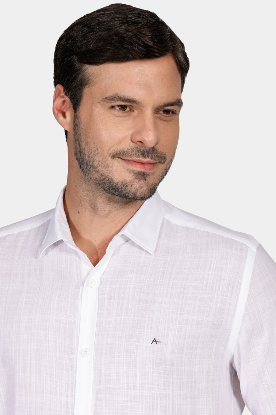 Camisa Manga Longa Slim Cotton Slub Off White — foto 3 de 6