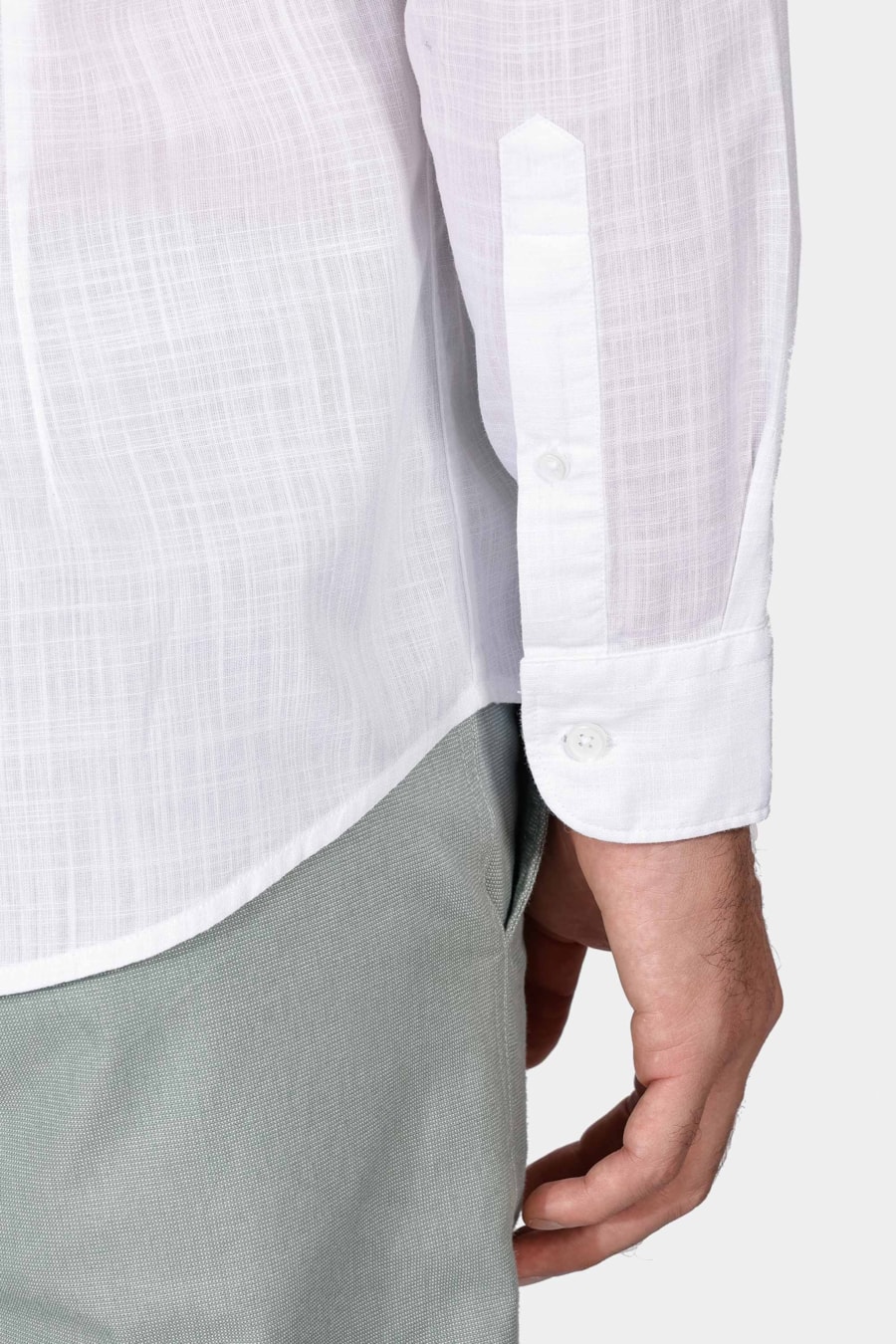 Camisa Manga Longa Slim Cotton Slub Off White — foto 4 de 6