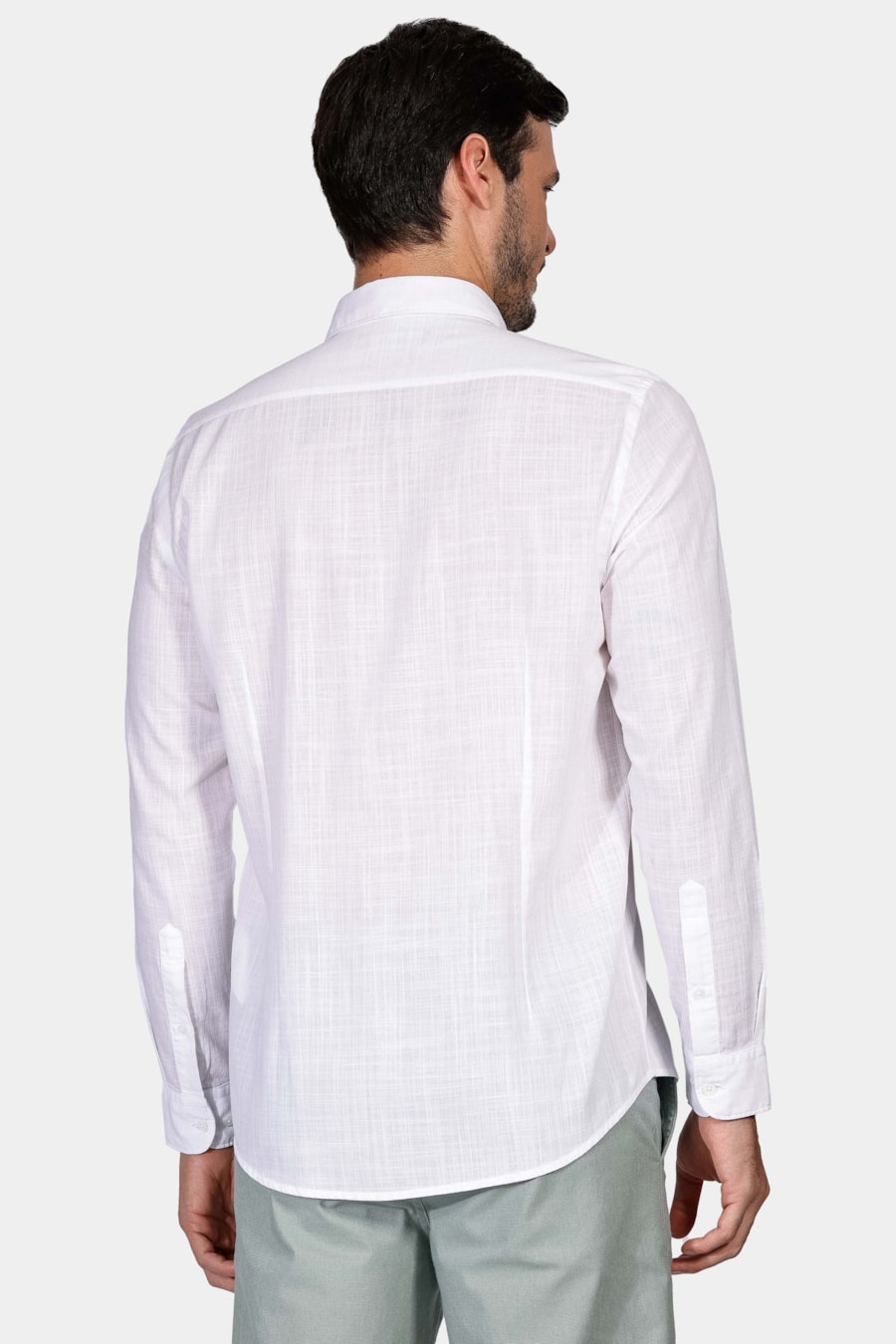 Camisa Manga Longa Slim Cotton Slub Off White — foto 5 de 6