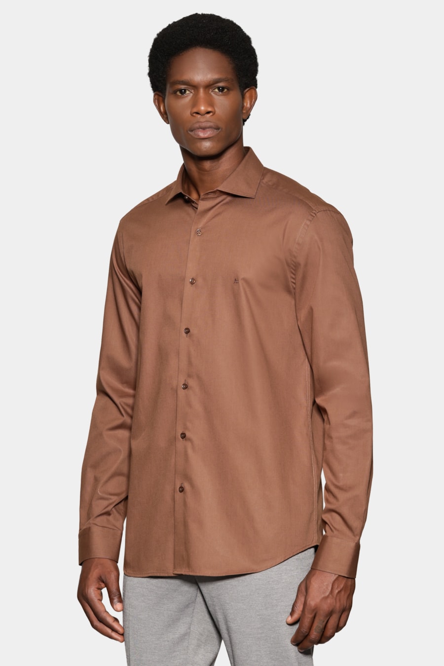 Camisa Manga Longa Slim Damero Aramis Chocolate — foto 1 de 6