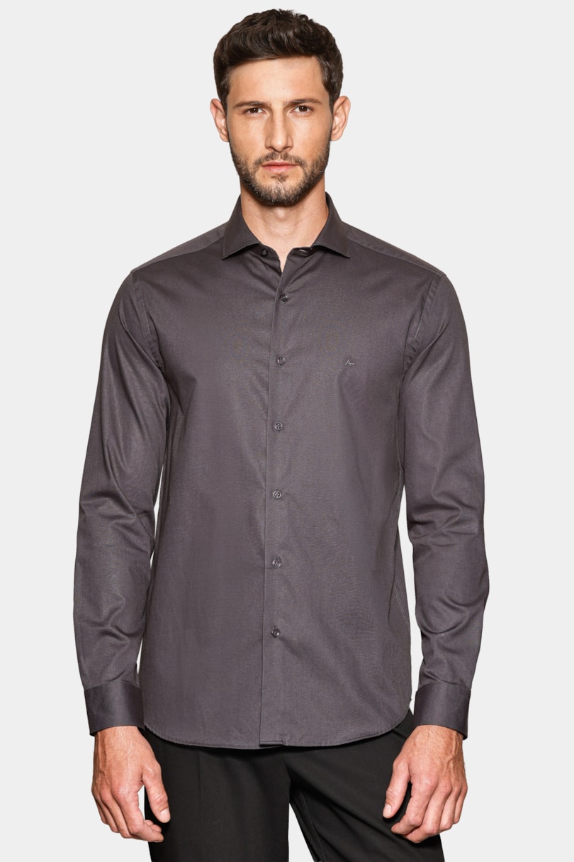Camisa Manga Longa Slim Damero Aramis Chumbo 117