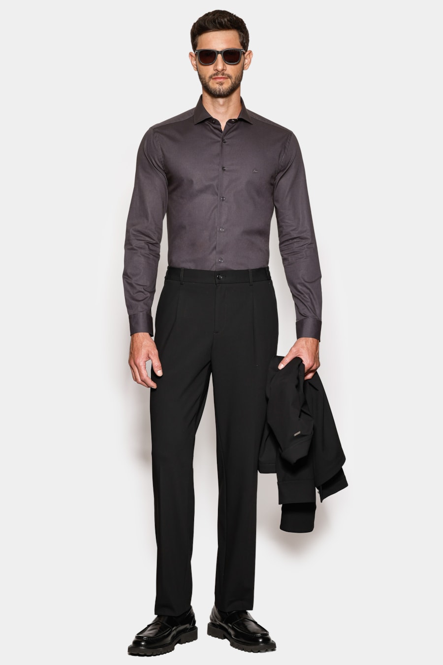 Camisa Manga Longa Slim Damero Aramis Chumbo 117 — foto 2 de 6