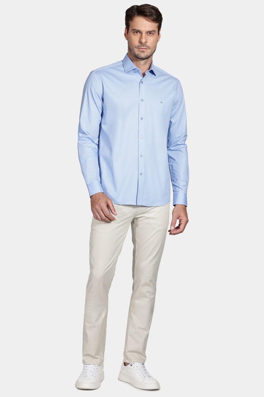 Camisa Manga Longa Slim de Stretch Azul — foto 2 de 5