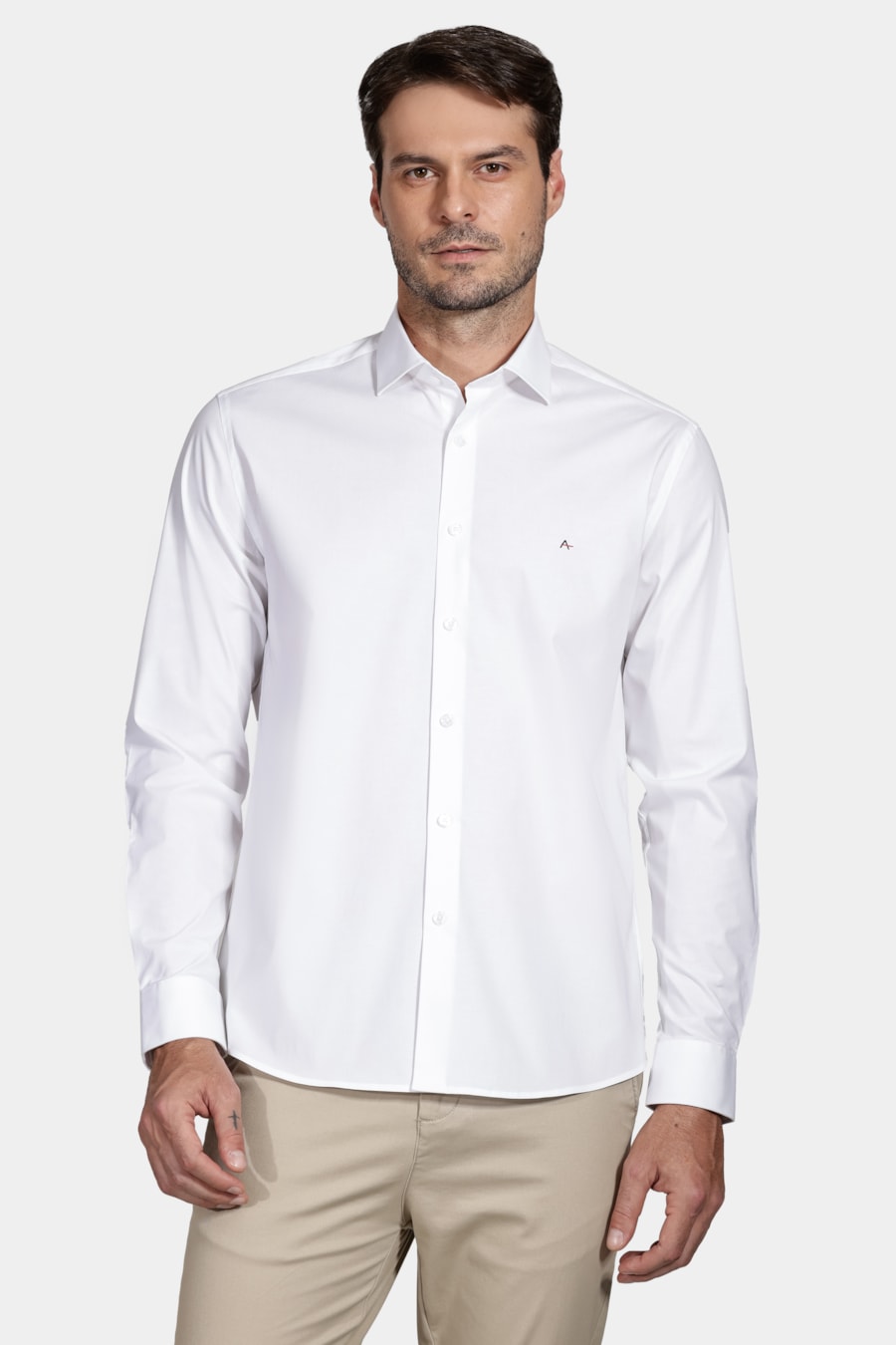 Camisa Manga Longa Slim de Stretch Branco — foto 1 de 5