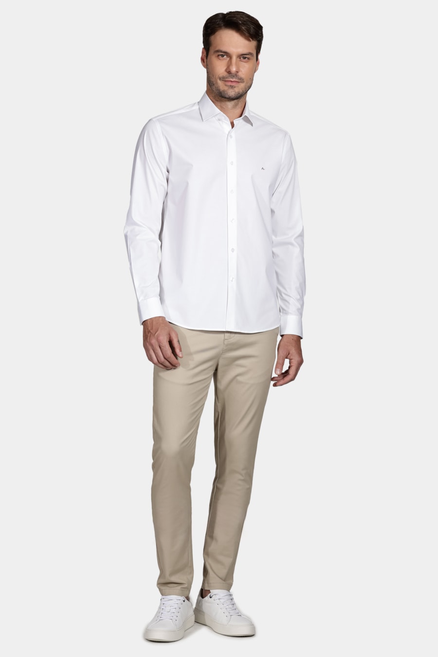 Camisa Manga Longa Slim de Stretch Branco — foto 2 de 5