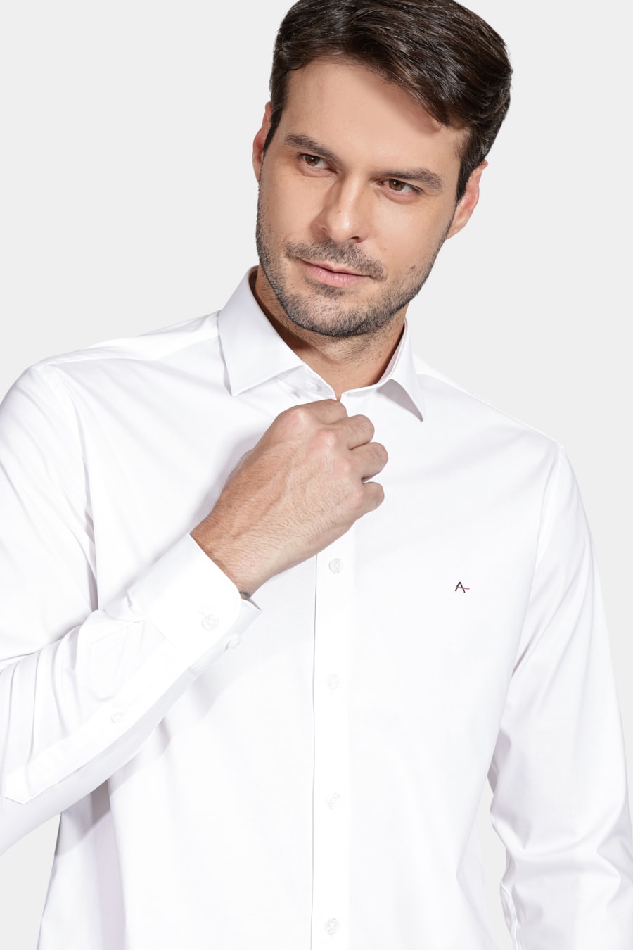 Camisa Manga Longa Slim de Stretch Branco — foto 3 de 5