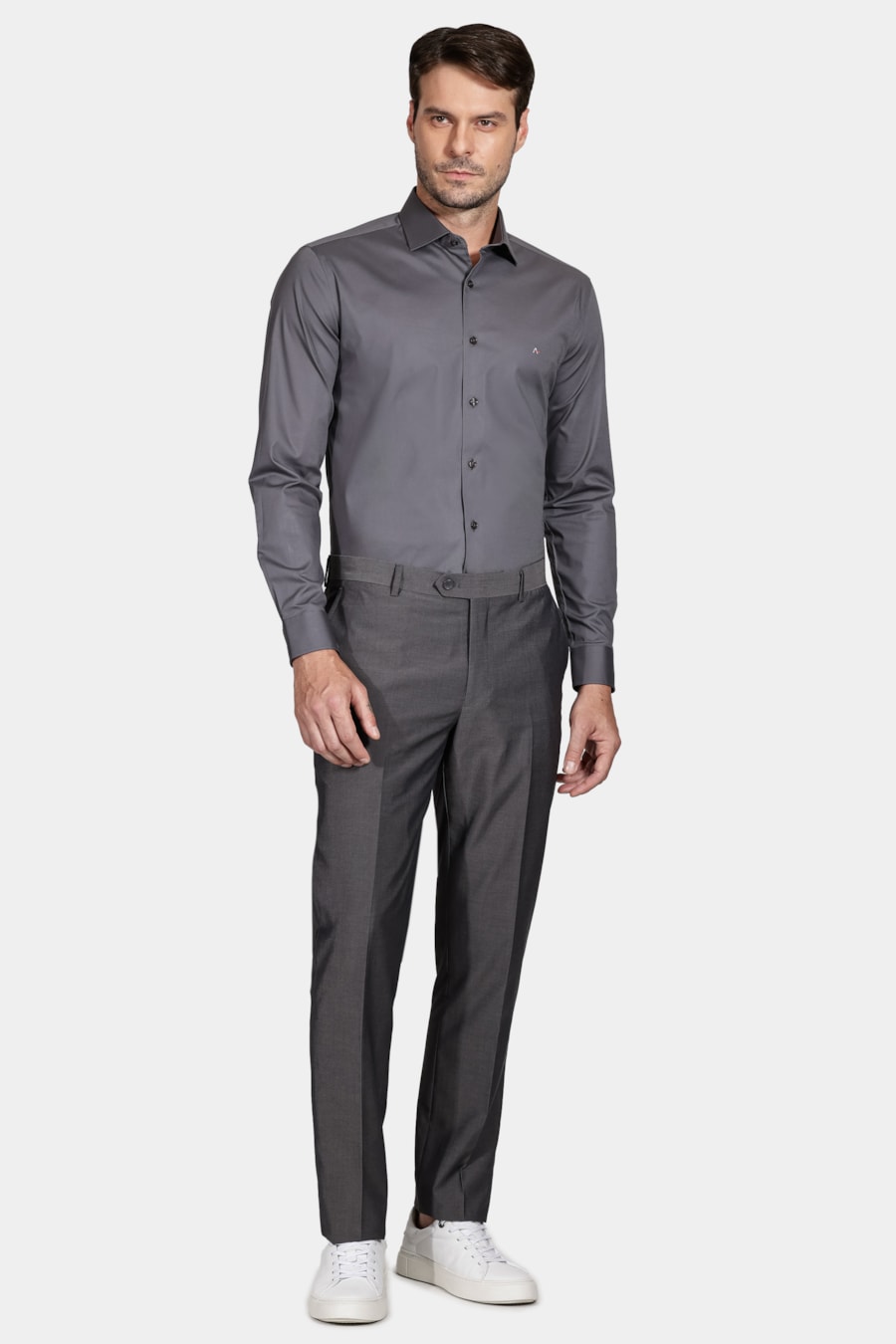 Camisa Manga Longa Slim de Stretch Chumbo — foto 2 de 5