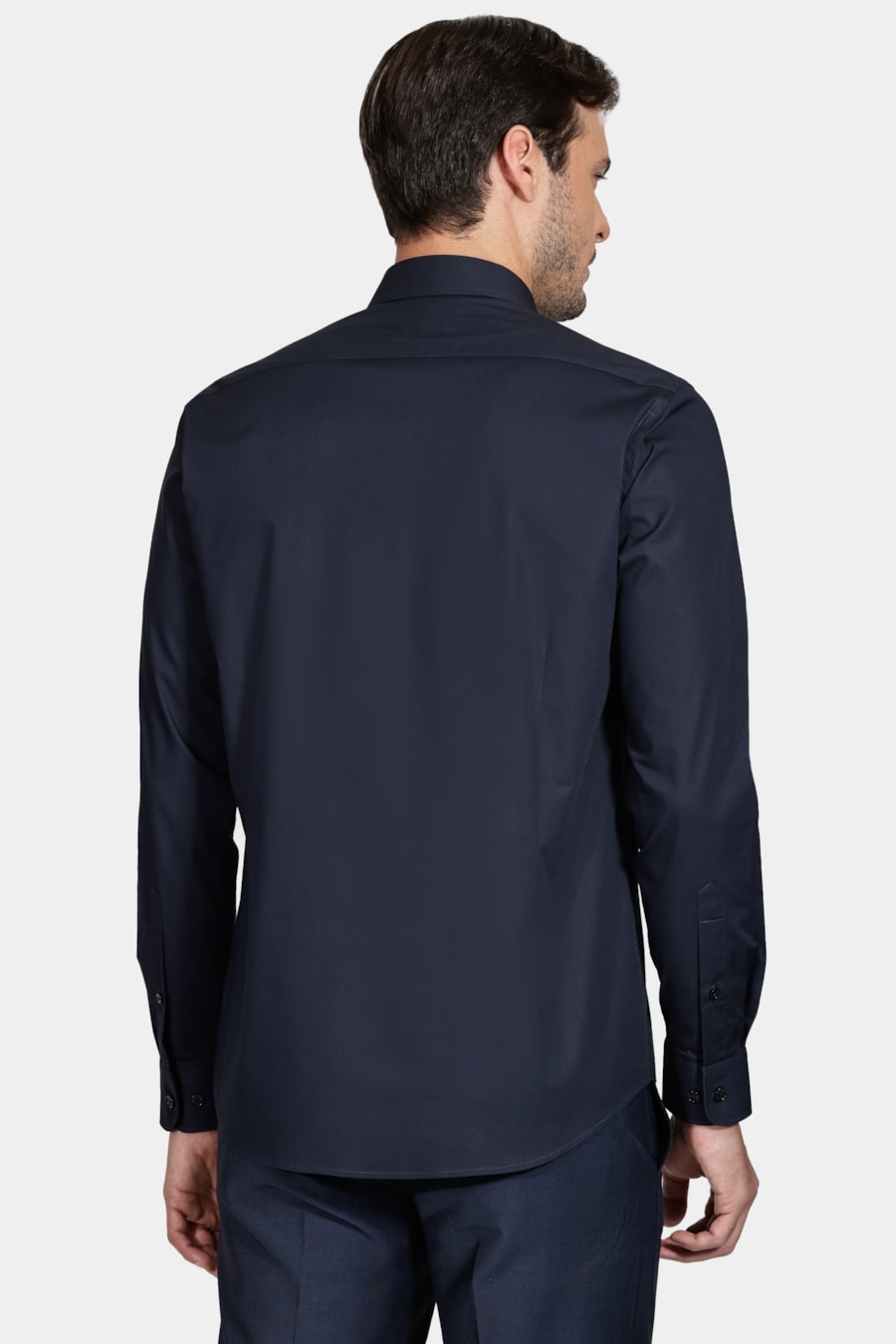 Camisa Manga Longa Slim de Stretch Marinho — foto 4 de 5