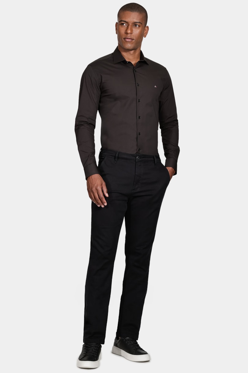 Camisa Manga Longa Slim de Stretch Preto