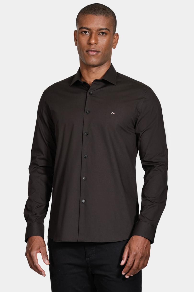 Camisa Manga Longa Slim de Stretch Preto
