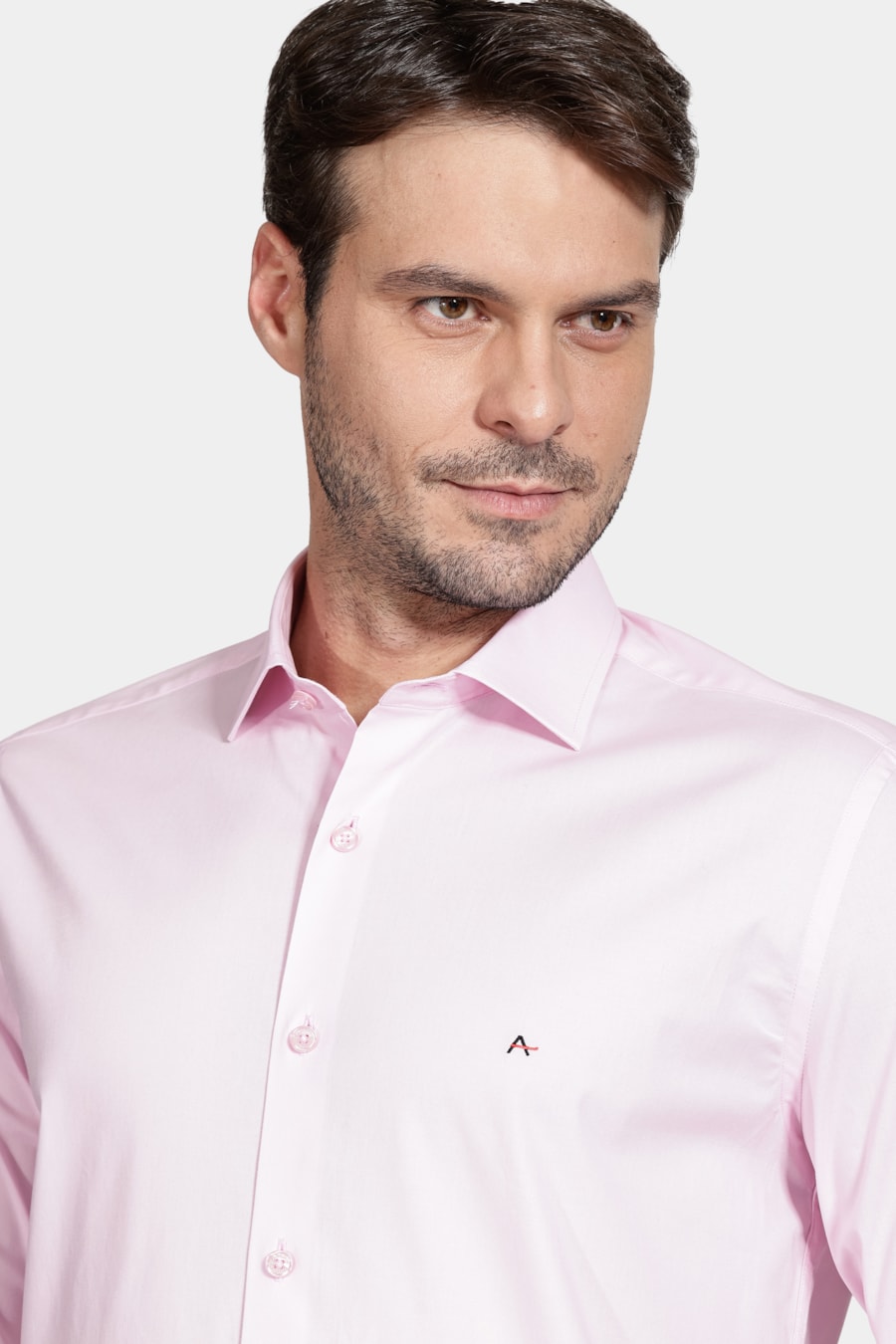 Camisa Manga Longa Slim de Stretch Rosa — foto 3 de 6
