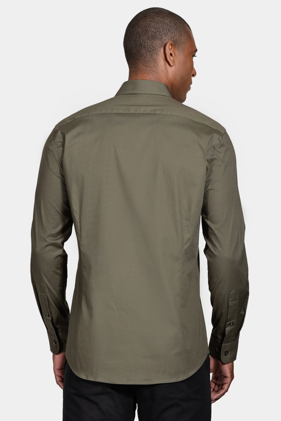 Camisa Manga Longa Slim de Stretch Verde Militar — foto 4 de 5