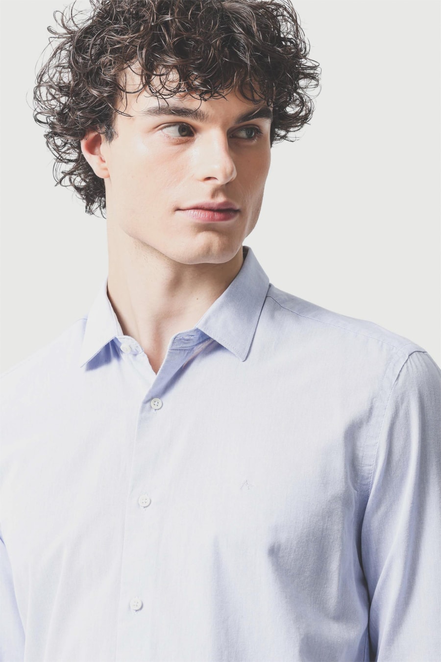 Camisa Manga Longa Slim em Algodao Willis Azul Celeste — foto 3 de 6