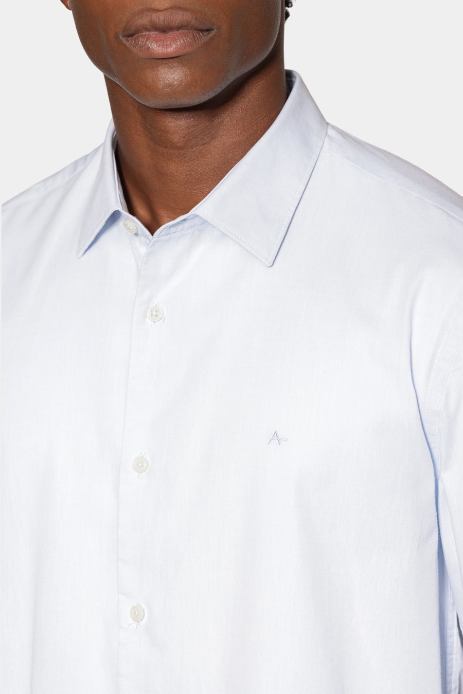 Camisa Manga Longa Slim em Algodão Willis Azul Claro — foto 3 de 6
