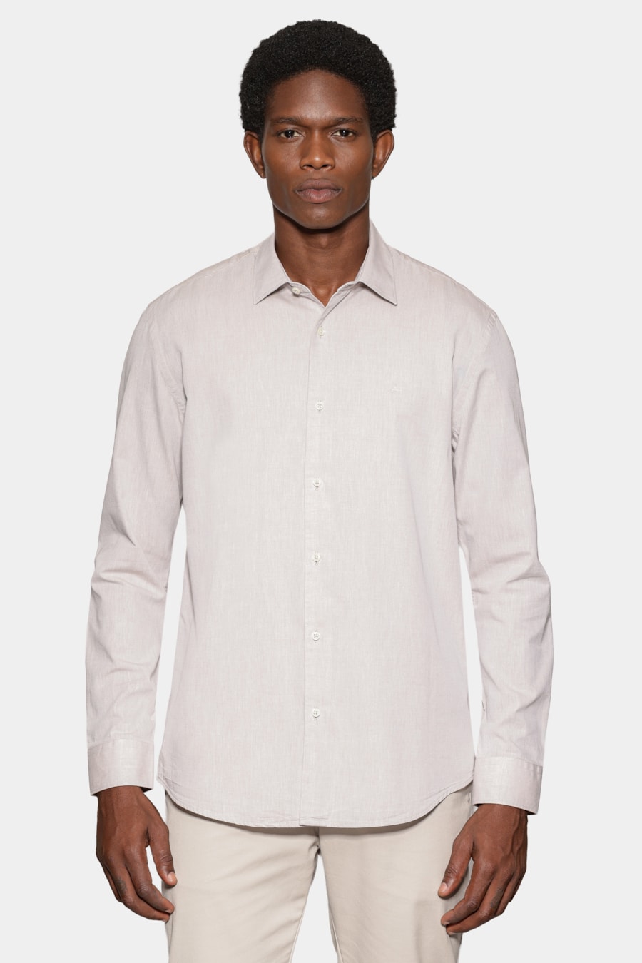 Camisa Manga Longa Slim em Algodão Willis Caqui — foto 1 de 7