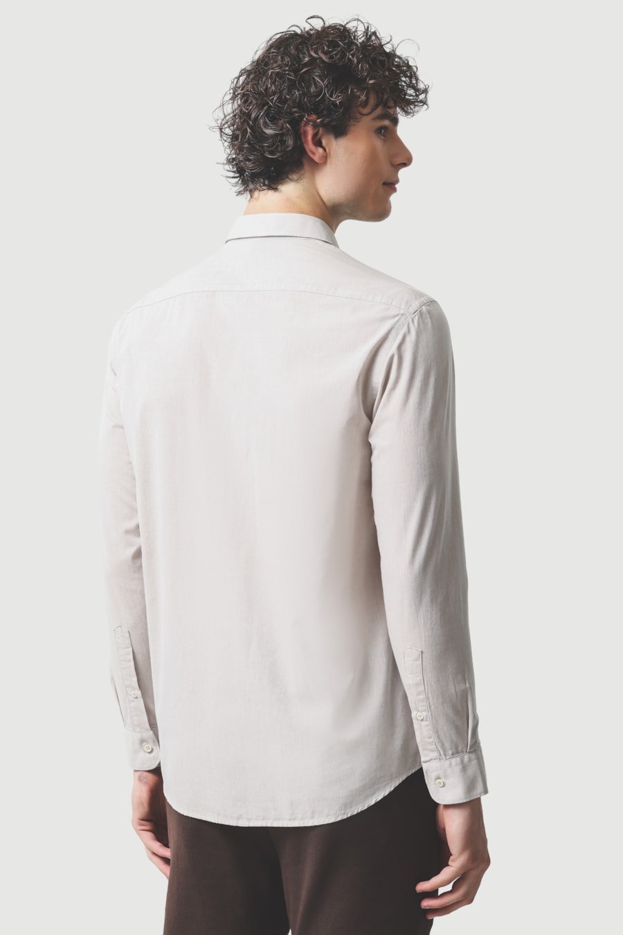 Camisa Manga Longa Slim em Algodao Willis Caqui — foto 4 de 6