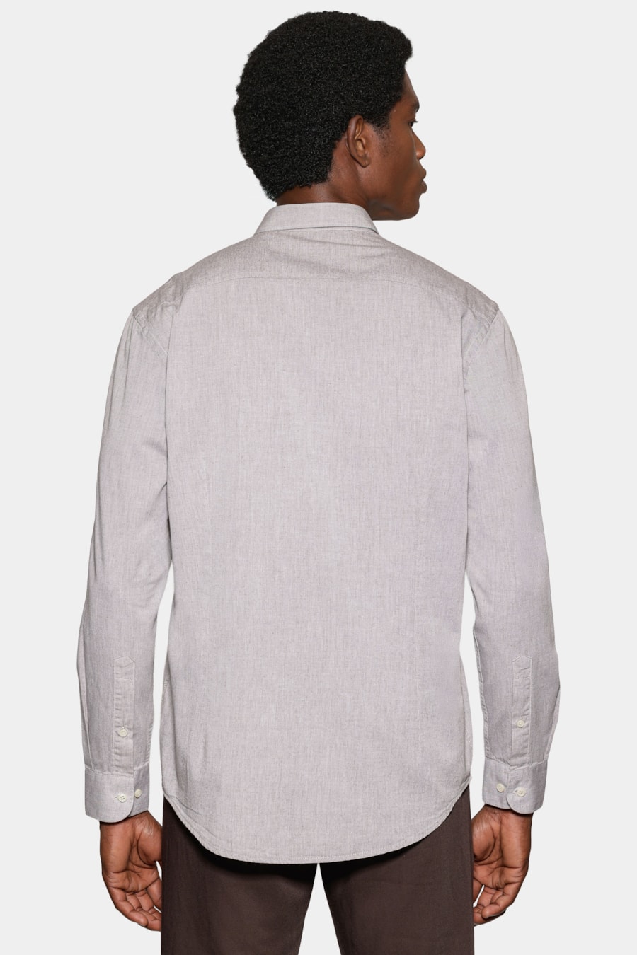 Camisa Manga Longa Slim em Algodão Willis Charuto — foto 4 de 6