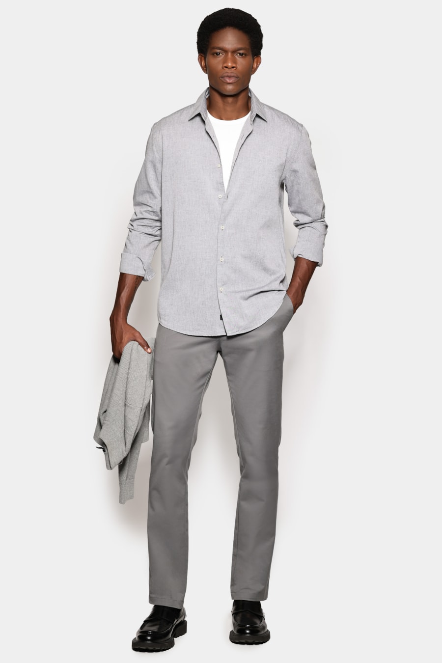 Camisa Manga Longa Slim em Algodão Willis Chumbo — foto 2 de 6
