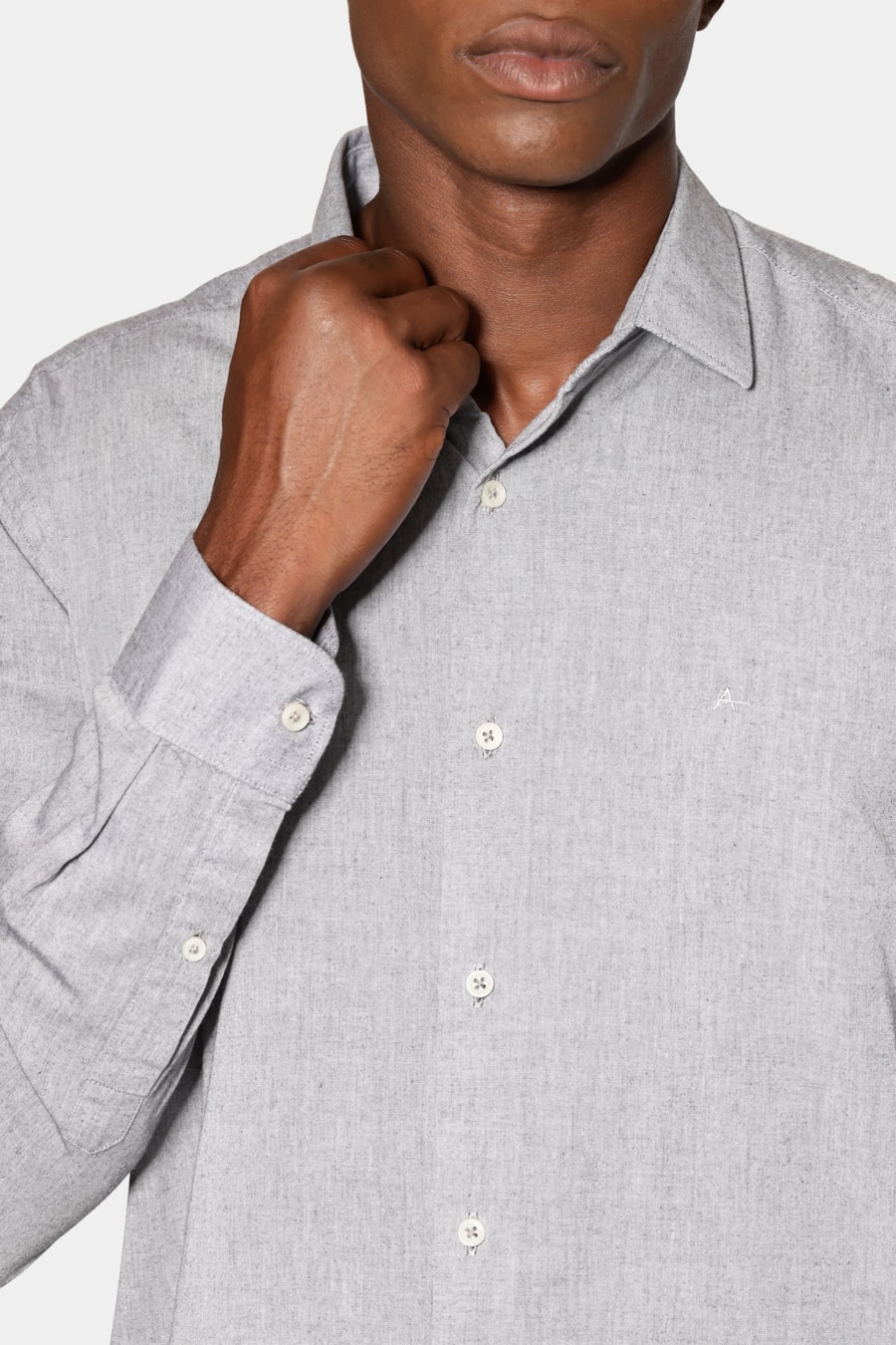 Camisa Manga Longa Slim em Algodão Willis Chumbo — foto 3 de 6