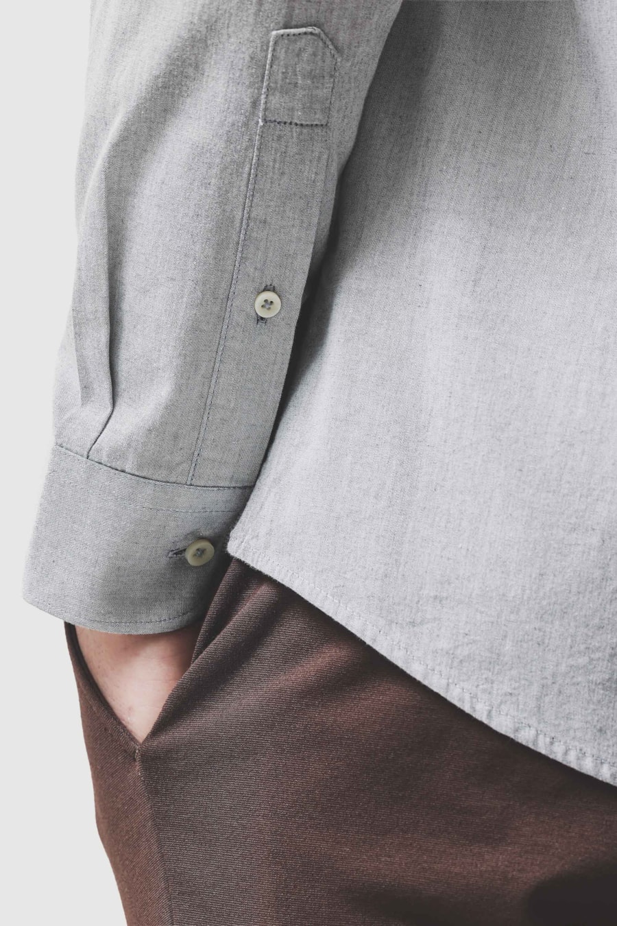 Camisa Manga Longa Slim em Algodao Willis Chumbo — foto 3 de 6