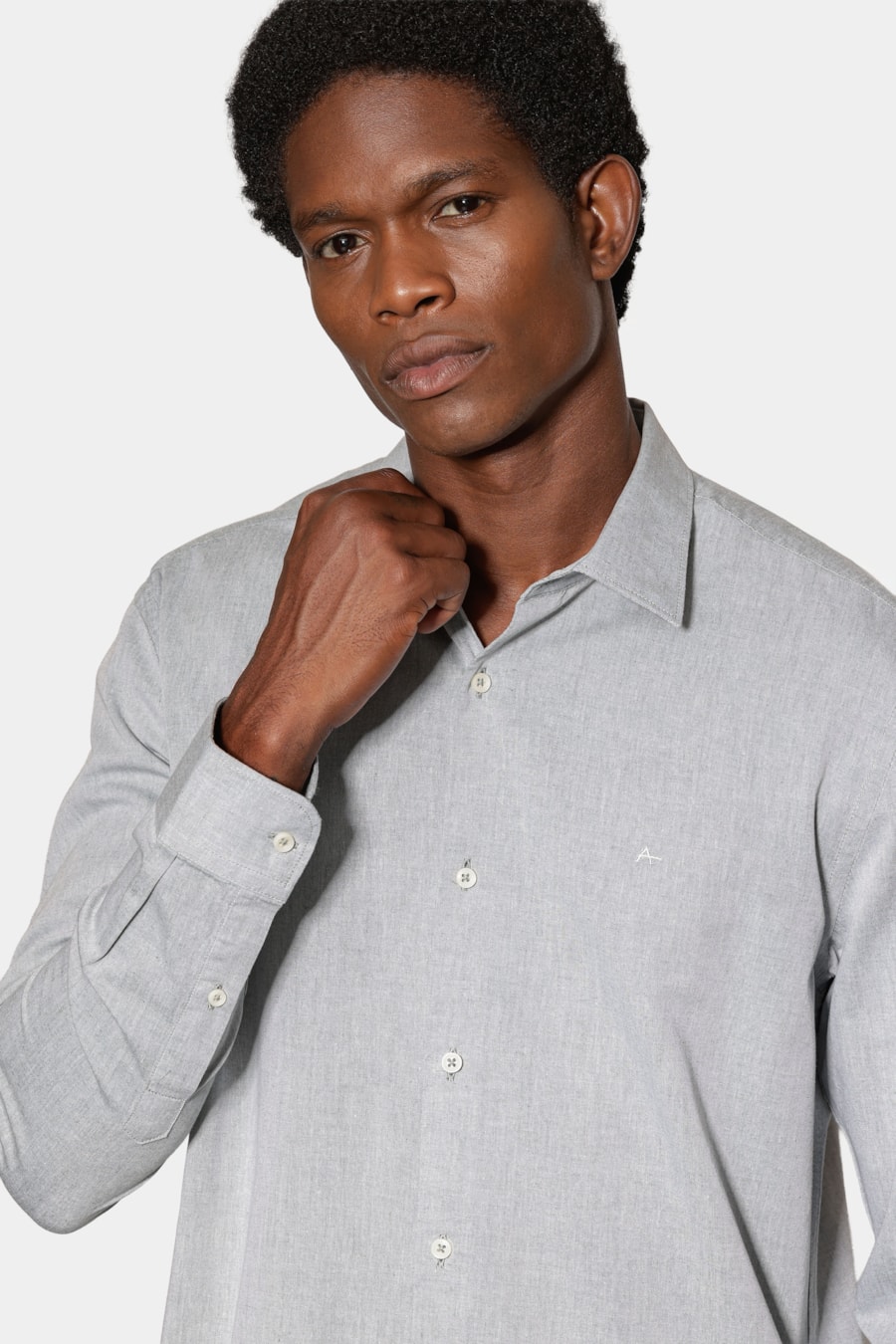 Camisa Manga Longa Slim em Algodão Willis Verde Escuro — foto 3 de 6