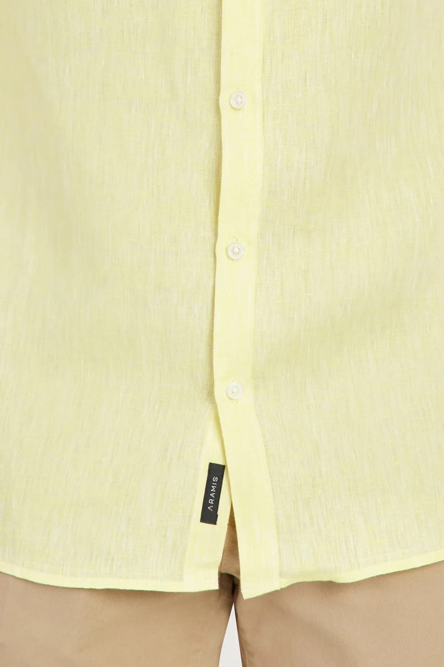 Camisa Manga Longa Slim em Linho Irlandês Amarelo Medio — foto 4 de 6