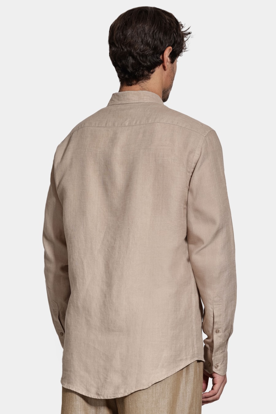 Camisa Manga Longa Slim em Linho Irlandês Areia — foto 4 de 5