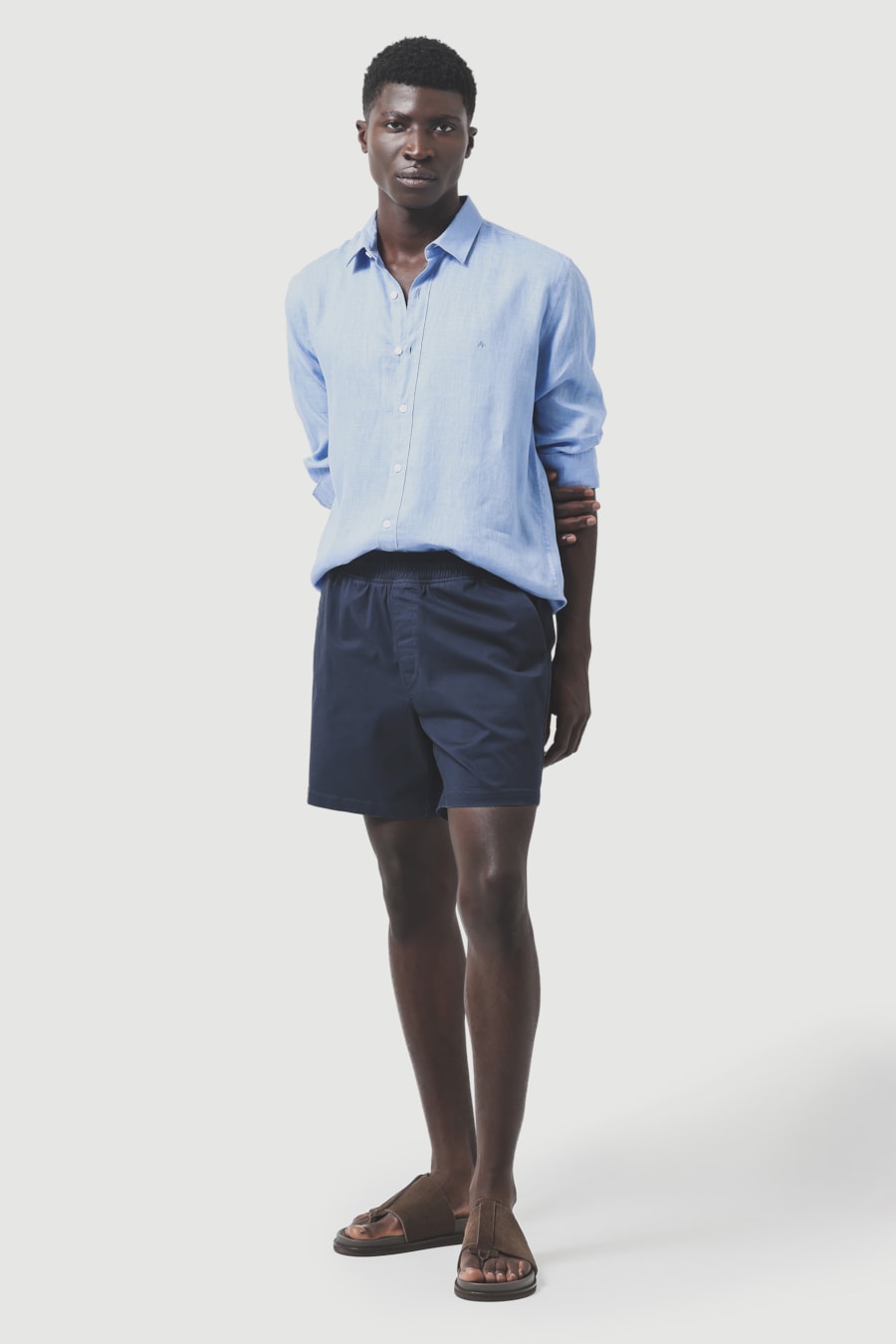 Camisa Manga Longa Slim em Linho Irlandês Azul Caribe — foto 2 de 7