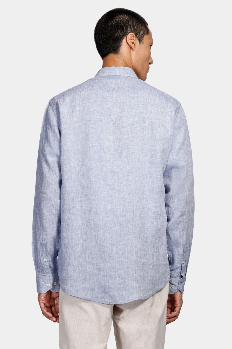 Camisa Manga Longa Slim em Linho Irlandês Azul Índigo — foto 4 de 5