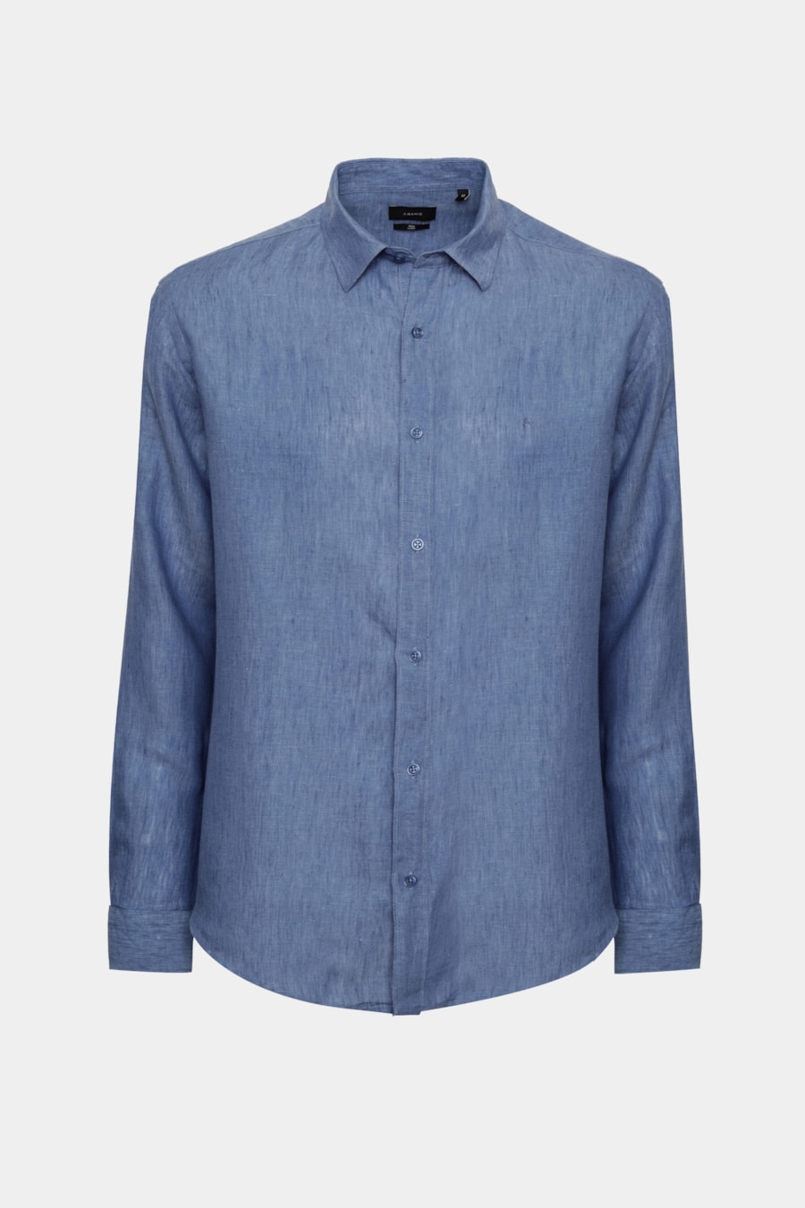 Camisa Manga Longa Slim em Linho Irlandês Azul Jeans — foto 5 de 6