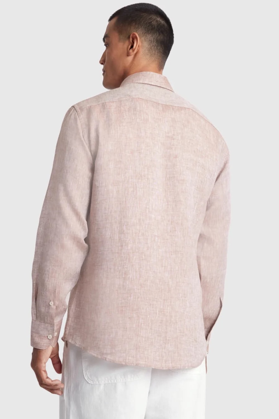 Camisa Manga Longa Slim em Linho Irlandês Cáqui — foto 5 de 6