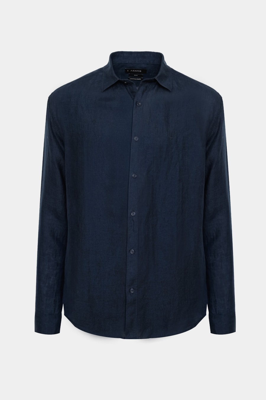 Camisa Manga Longa Slim em Linho Irlandês Marinho — foto 5 de 6