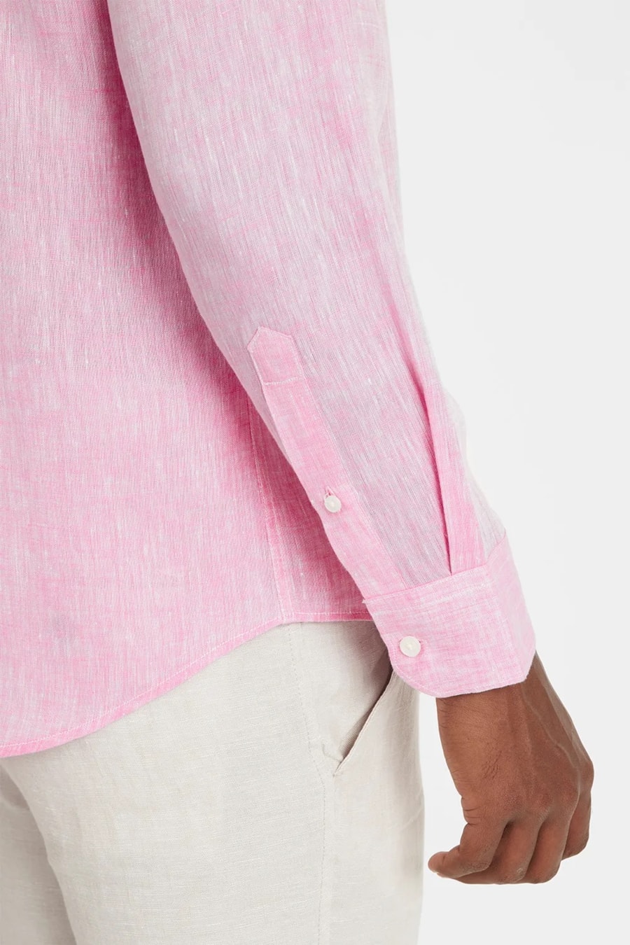 Camisa Manga Longa Slim em Linho Irlandês Pink — foto 4 de 6