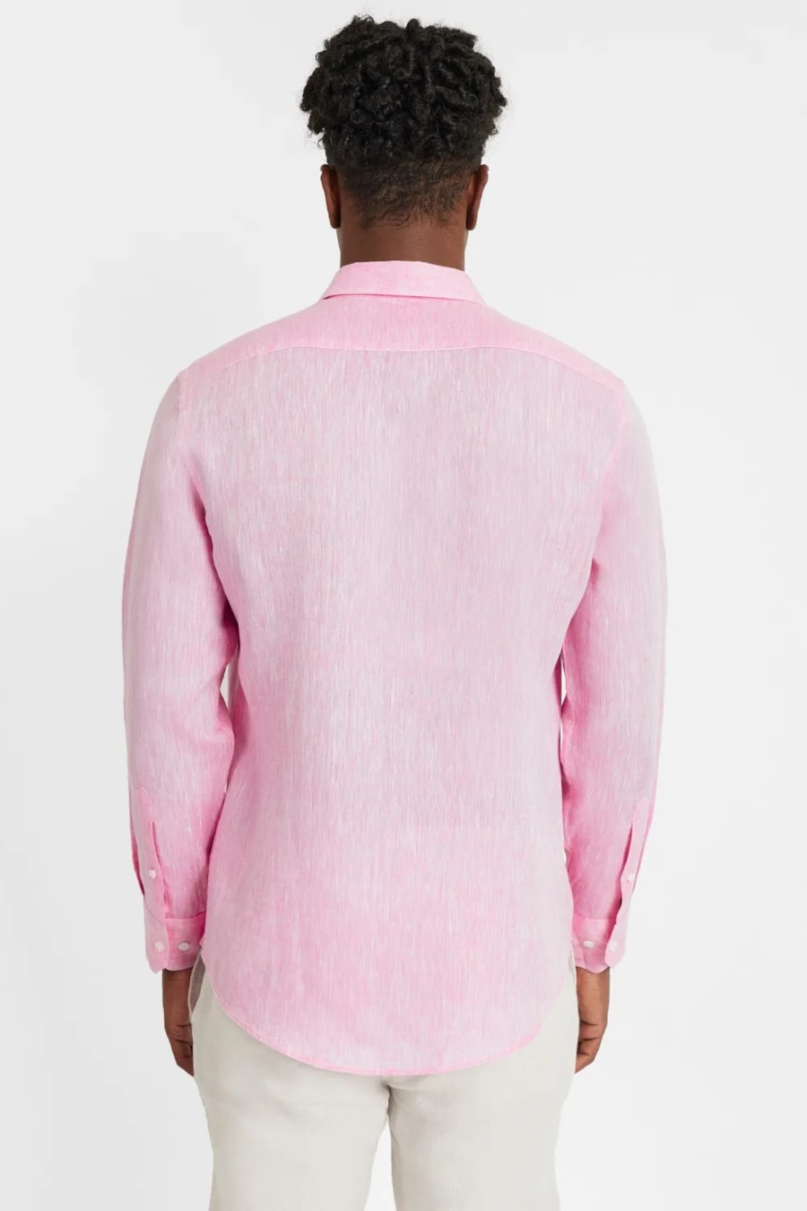 Camisa Manga Longa Slim em Linho Irlandês Pink — foto 6 de 6
