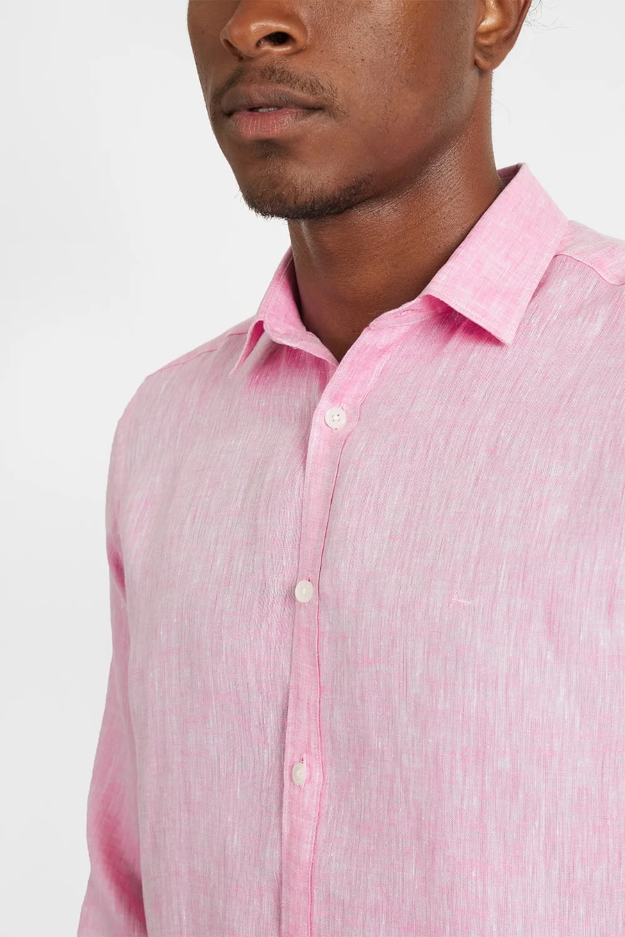 Camisa Manga Longa Slim em Linho Irlandês Pink — foto 3 de 6