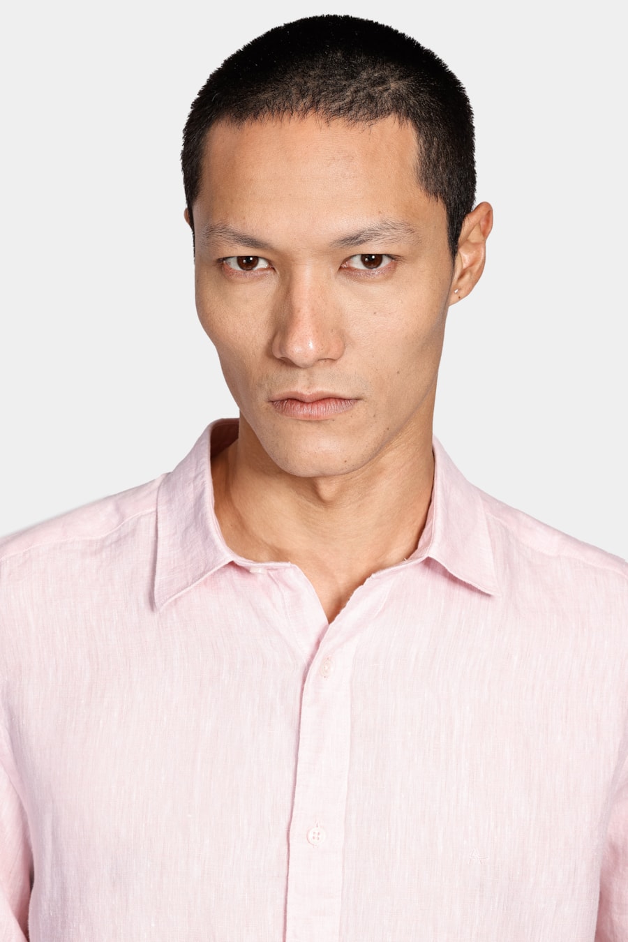 Camisa Manga Longa Slim em Linho Irlandês Rosa — foto 3 de 6