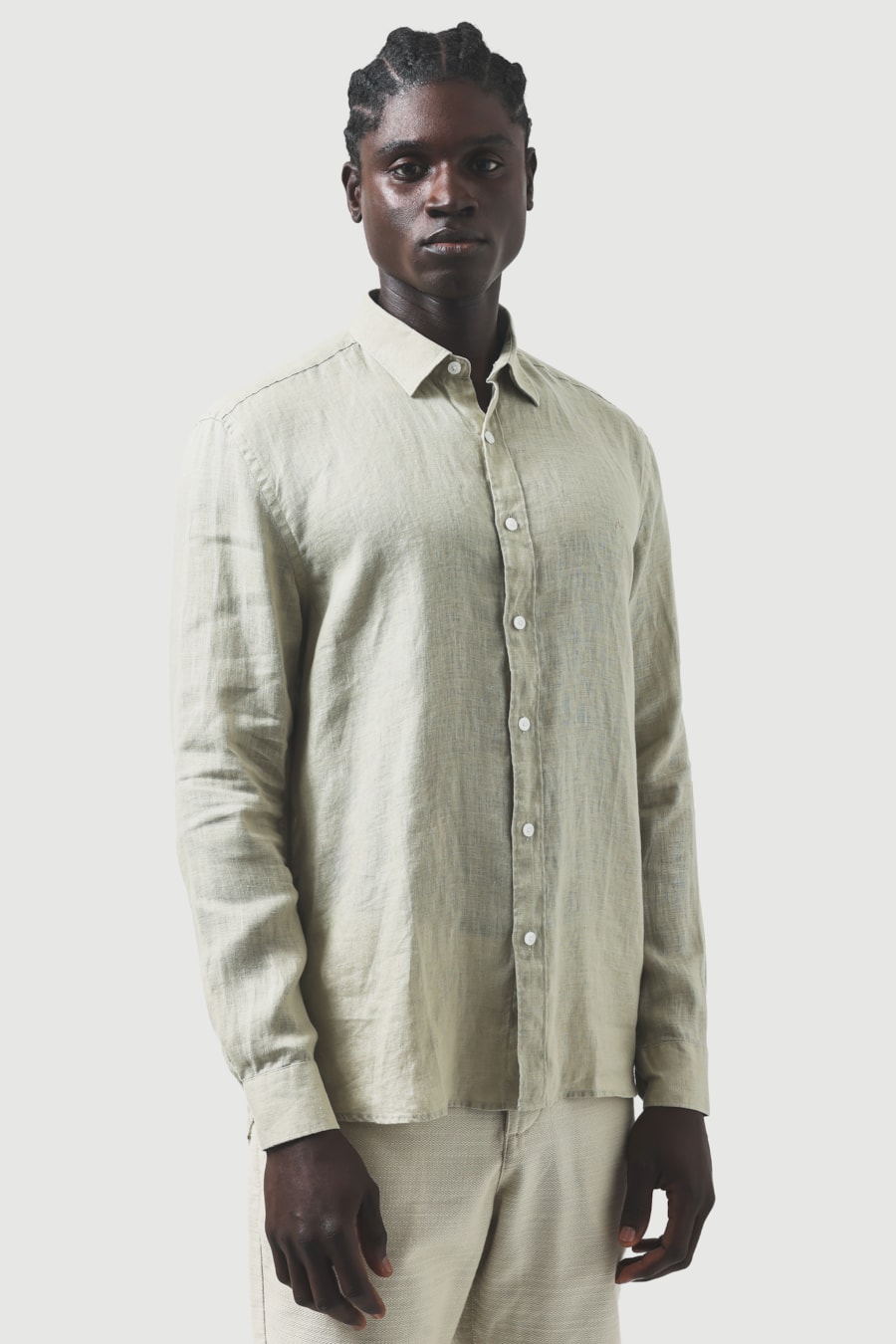 Camisa Manga Longa Slim em Linho Irlandês Trigo — foto 1 de 6