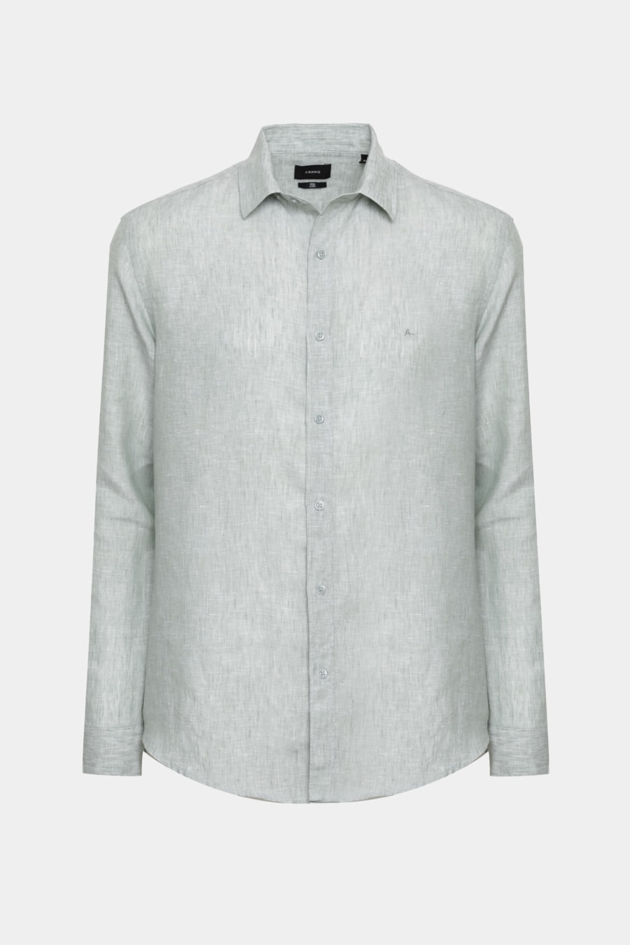 Camisa Manga Longa Slim em Linho Irlandês Verde Claro — foto 5 de 5