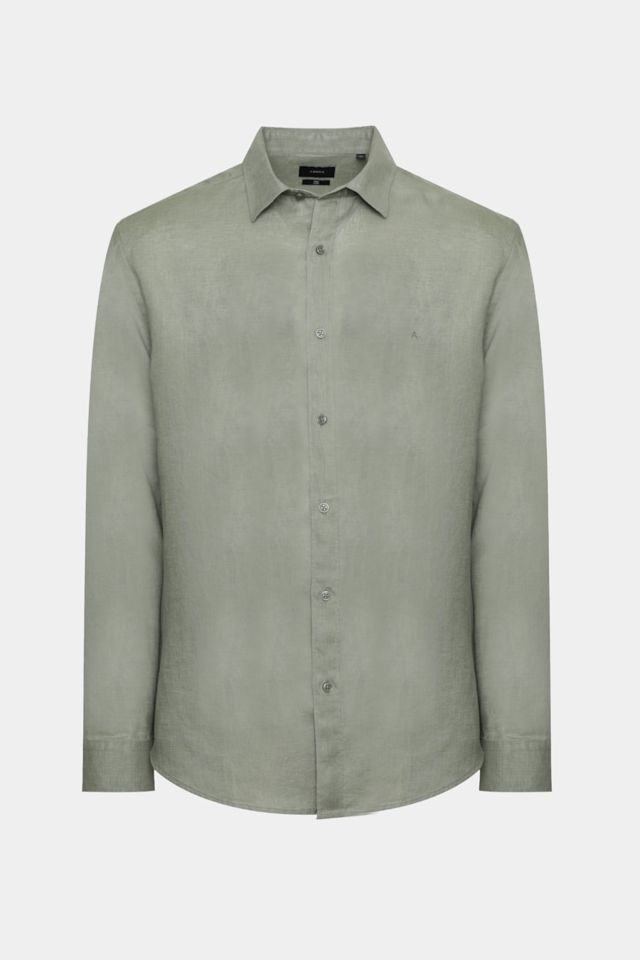 Camisa Manga Longa Slim em Linho Irlandês Verde Militar — foto 5 de 5