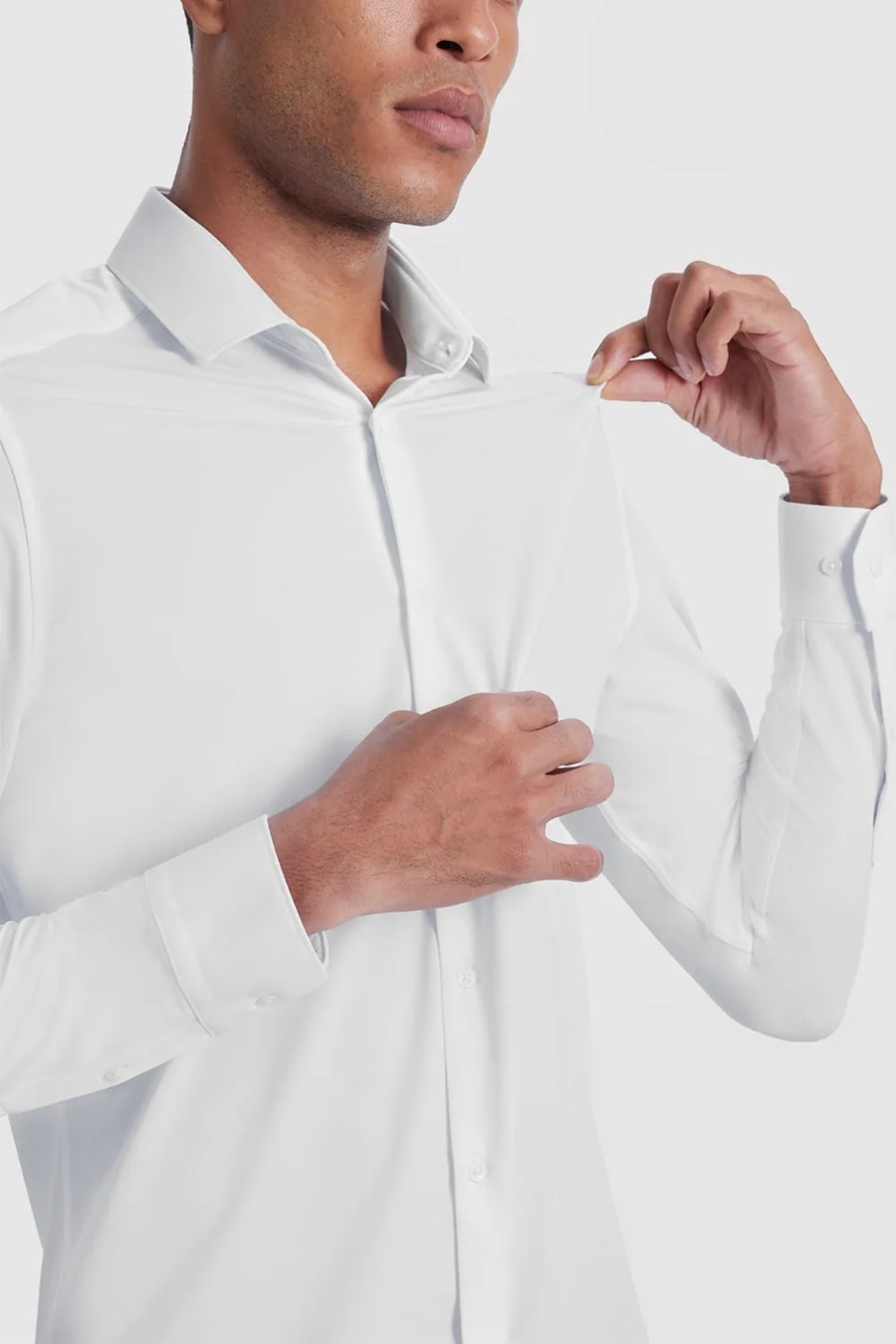Camisa Manga Longa Slim em Malha Tech Branco — foto 5 de 6