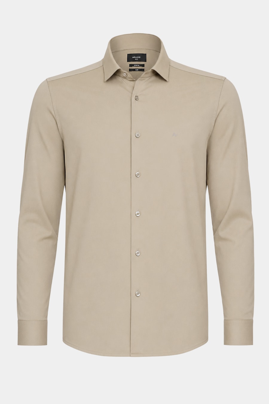Camisa Manga Longa Slim em Tricoline Stretch Liso Areia — foto 5 de 6